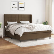 Box spring with mattress dark brown fabric 180x200 cm