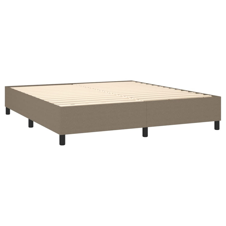 Boxspring Met Matras Stof Taupe 180 x 200 cm Blok met vierkanten