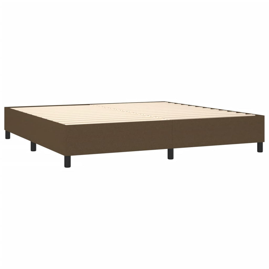 Boxspring Met Matras Stof Donkerbruin 200X200 Cm 200 x 200 cm Blok met vierkanten