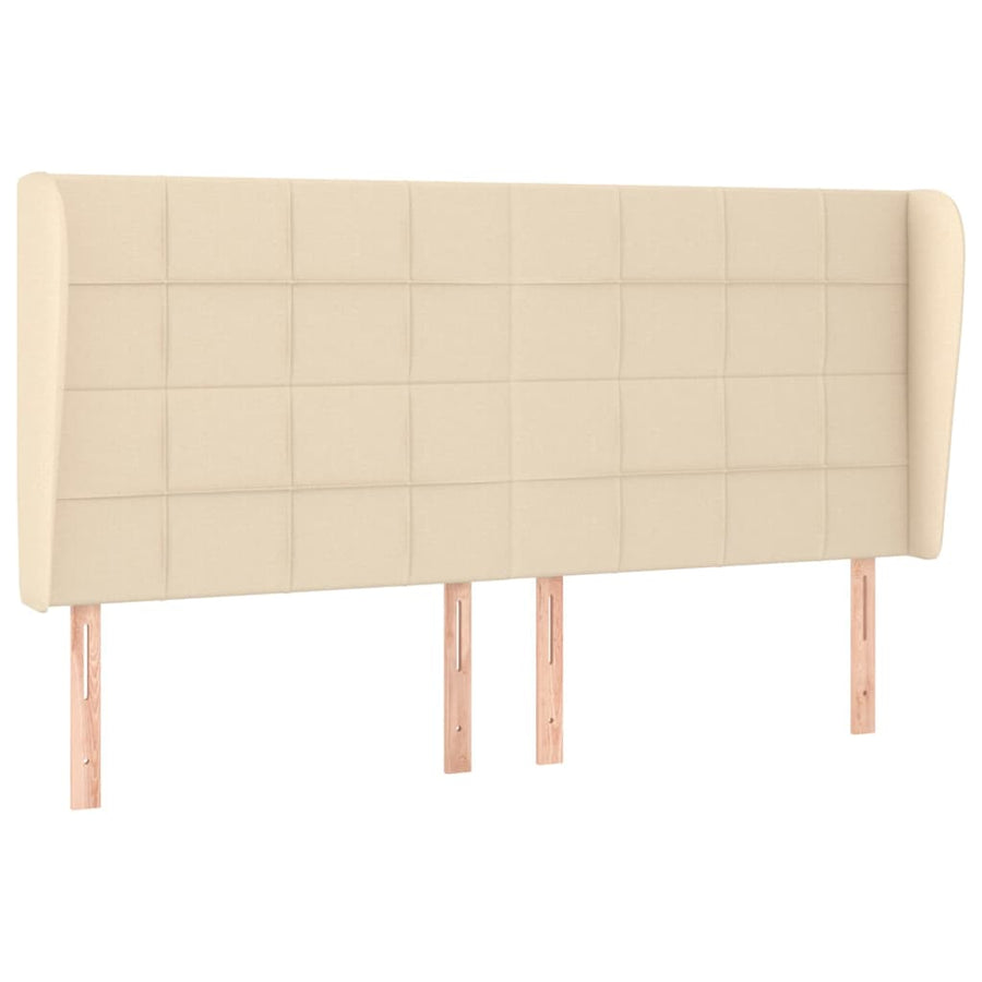 Boxspring Met Matras Stof Kleurig Crème 200 x 200 cm Blok met vierkanten