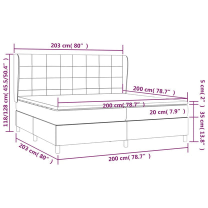 Boxspring Met Matras Stof Blauw 200 x 200 cm Blok met vierkanten