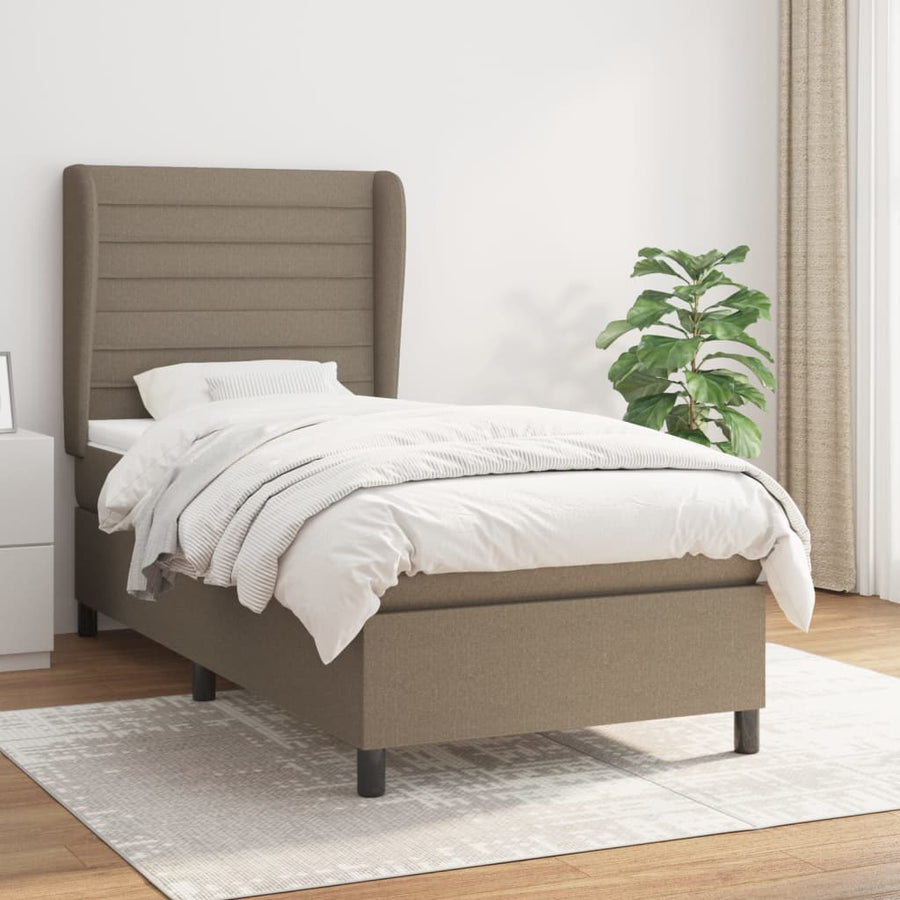 Boxspring Met Matras Stof Taupe 80 x 200 cm Horizontale strepen