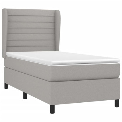 Boxspring Met Matras Stof Lichtgrijs 90 x 200 cm Horizontale strepen