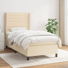 Boxspring met matras stof crèmekleurig 90x200 cm 90 x 200 cm Crème