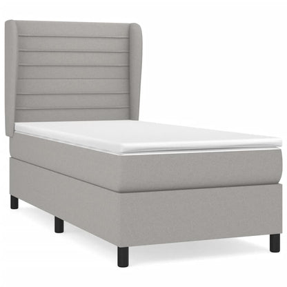Boxspring Met Matras Stof Lichtgrijs 100 x 200 cm Horizontale strepen