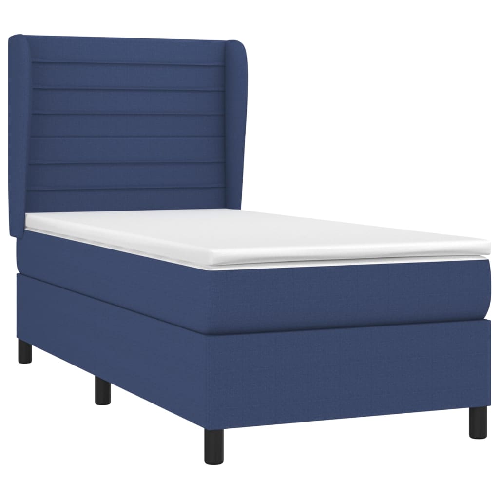 Boxspring met matras stof blauw 100x200 cm