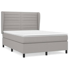 Boxspring Met Matras Stof Lichtgrijs 140 x 190 cm Horizontale strepen