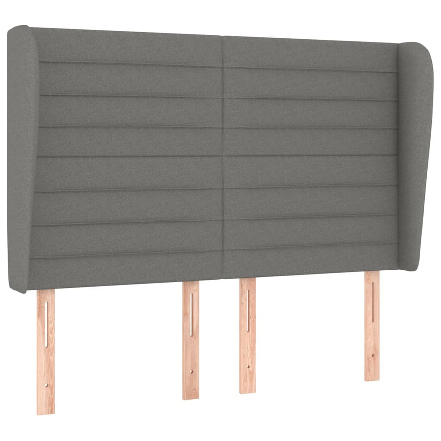 Boxspring Met Matras Stof Donkergrijs 140 x 200 cm Horizontale strepen