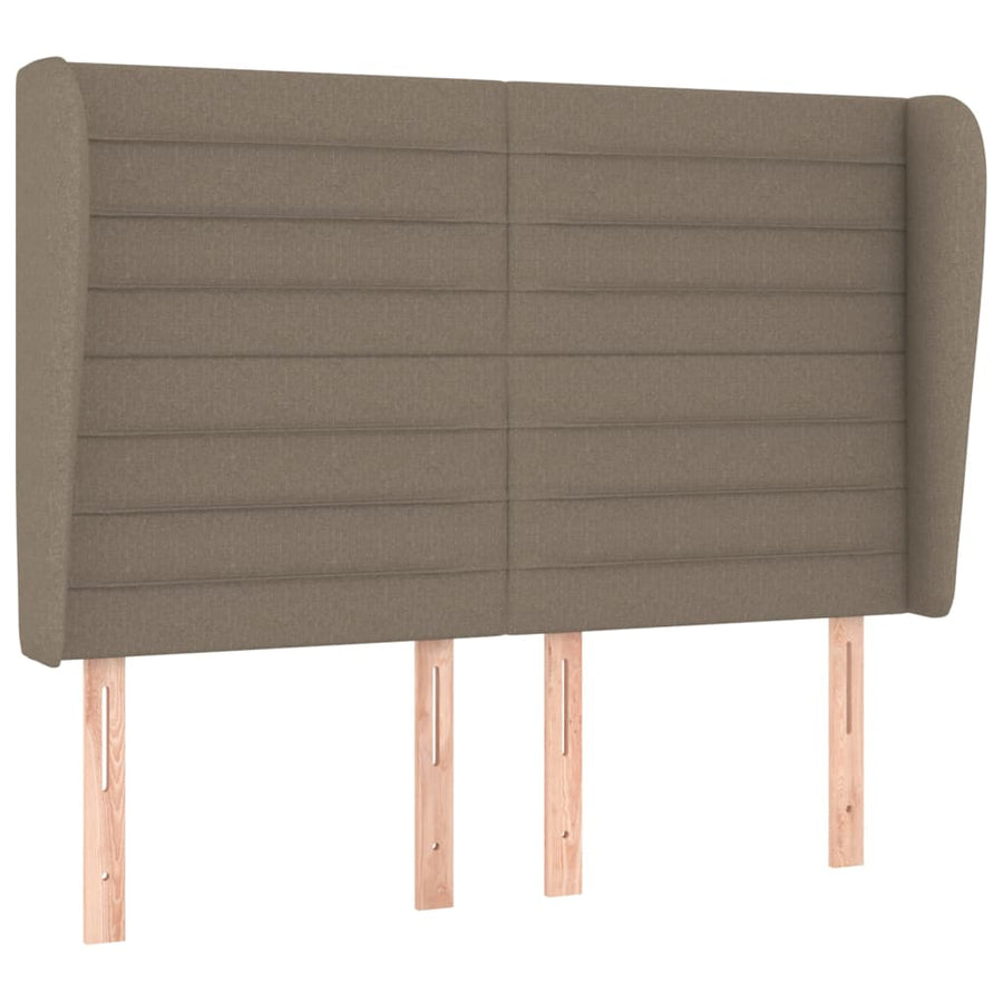 Boxspring met matras stof taupe 140x200 cm 140 x 200 cm Horizontale strepen