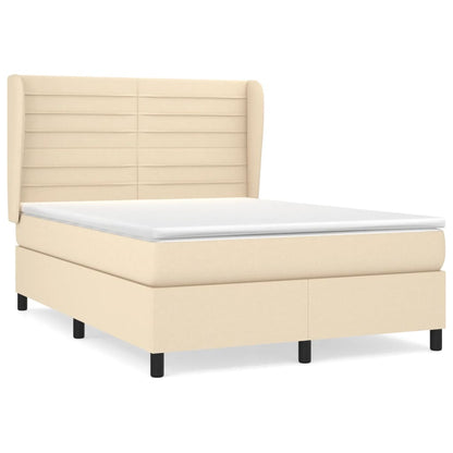 Boxspring met matras stof crèmekleurig 140x200 cm 140 x 200 cm Crème