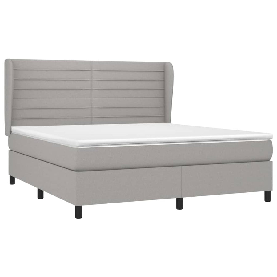 Boxspring Met Matras Stof Lichtgrijs 160 x 200 cm Horizontale strepen
