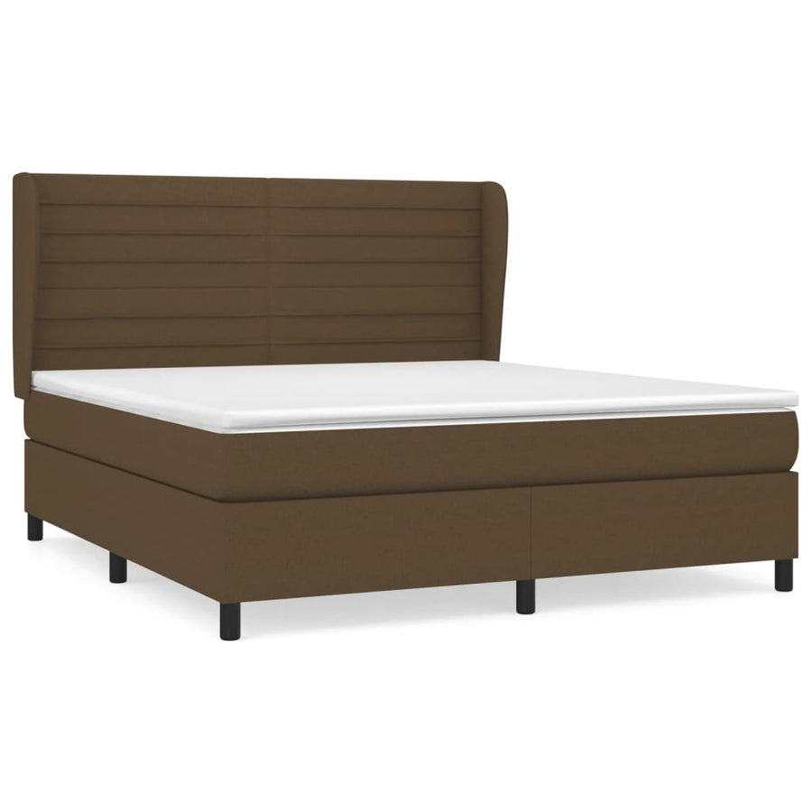 Boxspring Met Matras Stof Donkerbruin 160 x 200 cm Horizontale strepen