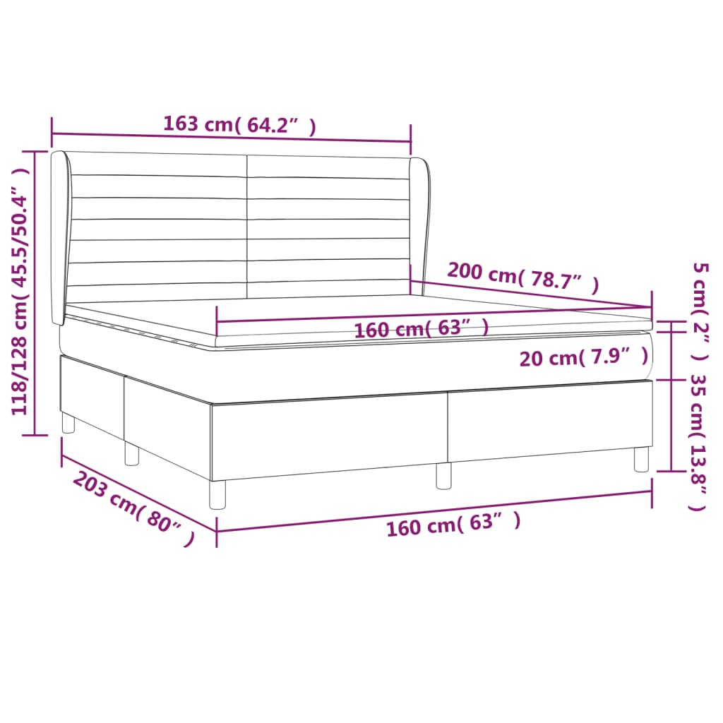 Boxspring Met Matras Stof Donkerbruin 160 x 200 cm Horizontale strepen