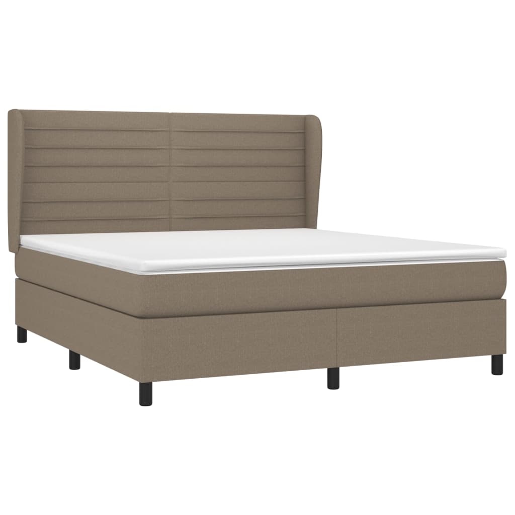 Boxspring Met Matras Stof Taupe 160X200 Cm 160 x 200 cm Horizontale strepen