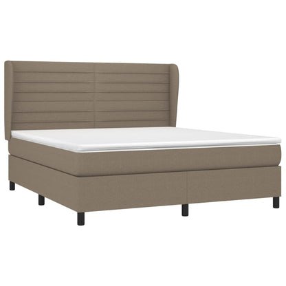 Boxspring Met Matras Stof Taupe 160X200 Cm 160 x 200 cm Horizontale strepen