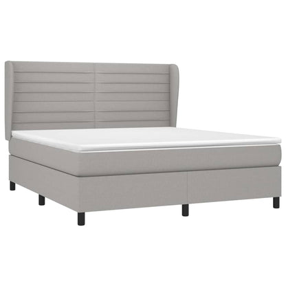 Boxspring Met Matras Stof Lichtgrijs 180 x 200 cm Horizontale strepen