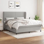 Box spring with light grey fabric mattress 180x200 cm