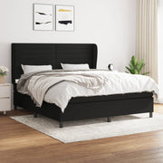 Box spring with mattress, black fabric, 180x200 cm