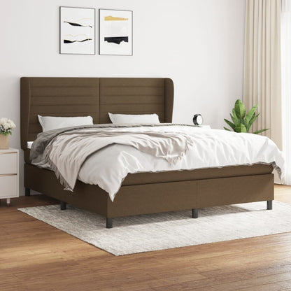 Boxspring Met Matras Stof 180 x 200 cm Donkerbruin