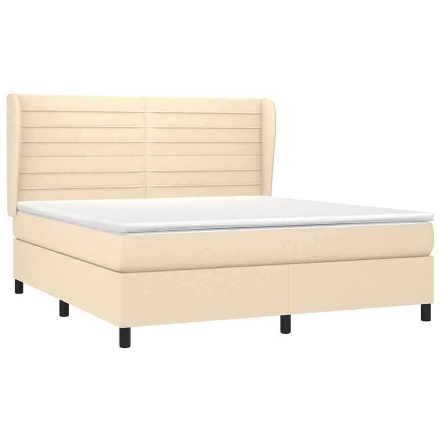 Boxspring Met Matras Stof Kleurig 180 x 200 cm Crème