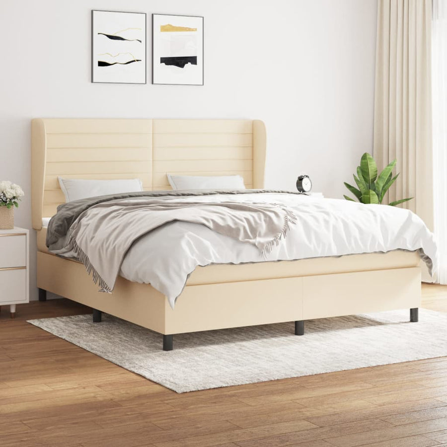 Boxspring Met Matras Stof Kleurig 180 x 200 cm Crème