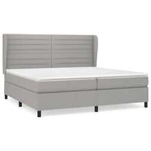 Boxspring Met Matras Stof Lichtgrijs 200 x 200 cm Horizontale strepen