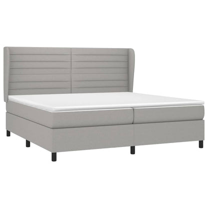 Boxspring Met Matras Stof Lichtgrijs 200 x 200 cm Horizontale strepen