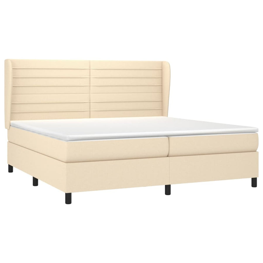 Boxspring Met Matras Stof Kleurig Crème 200 x 200 cm Horizontale strepen