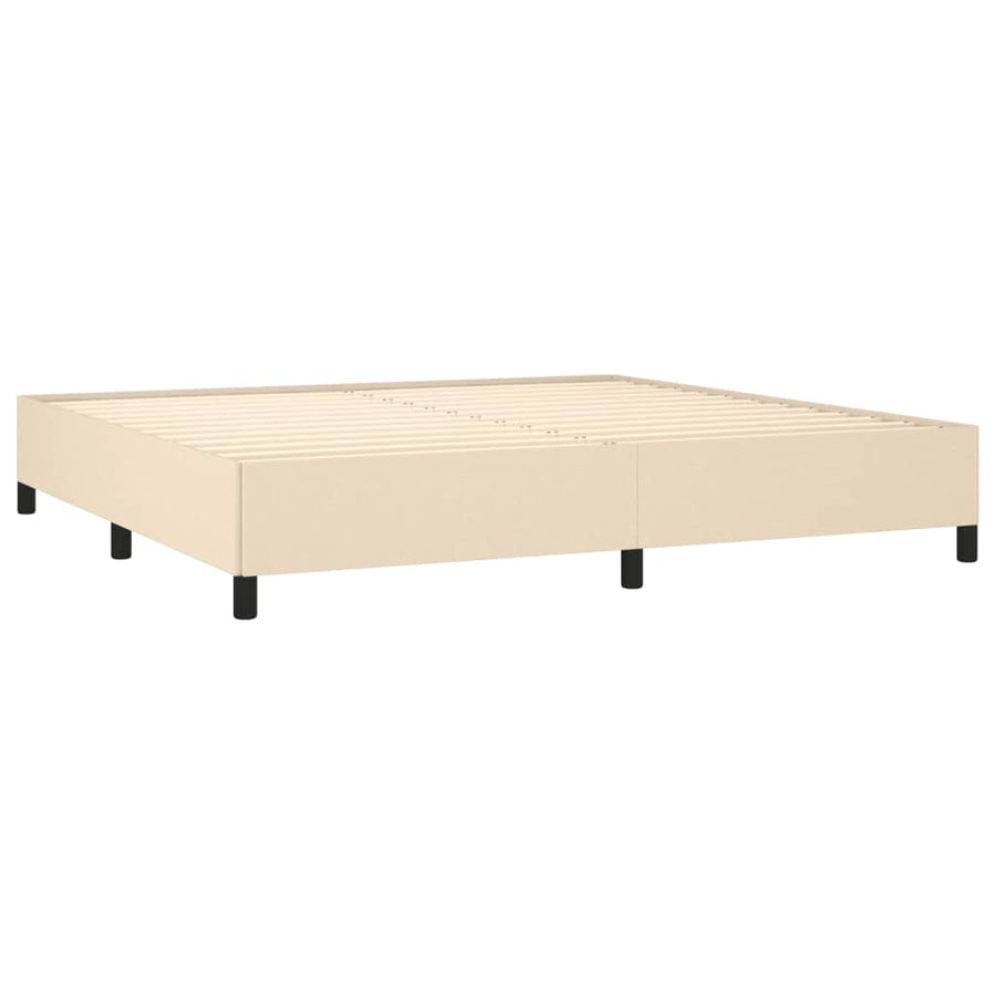Boxspring Met Matras Stof Kleurig Crème 200 x 200 cm Horizontale strepen