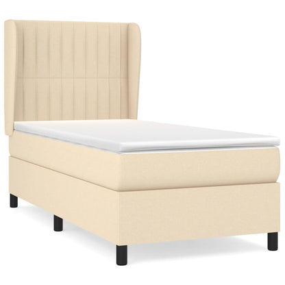 Boxspring Met Matras Stof Kleurig Crème 80 x 200 cm Verticale strepen