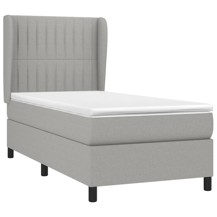 Boxspring Met Matras Stof Lichtgrijs 90 x 190 cm Verticale strepen