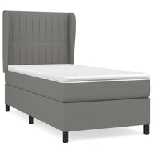 Boxspring Met Matras Stof Donkergrijs 90 x 190 cm Verticale strepen