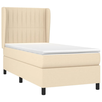 Boxspring met matras stof crèmekleurig 90x190 cm 90 x 190 cm Crème