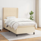 Boxspring met matras stof crèmekleurig 90x190 cm 90 x 190 cm Crème