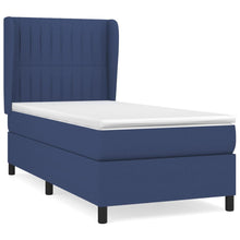 Boxspring Met Matras Stof Blauw 90 x 190 cm Verticale strepen