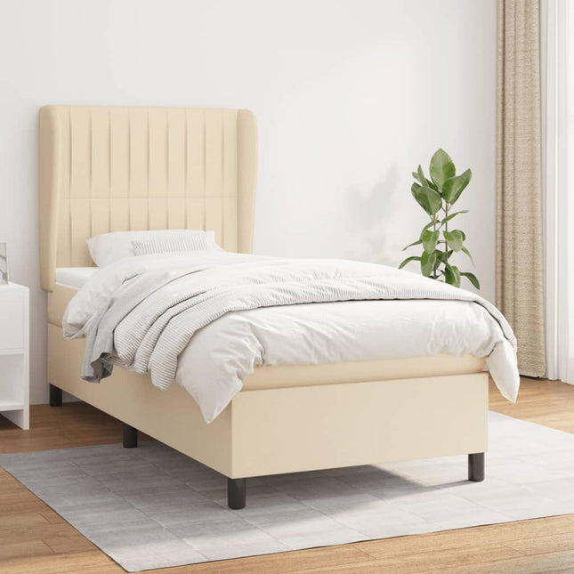 Boxspring met matras stof crèmekleurig 90x200 cm 90 x 200 cm Crème