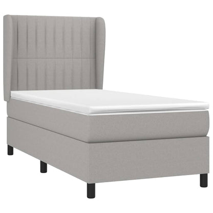 Boxspring Met Matras Stof Lichtgrijs 100 x 200 cm Verticale strepen