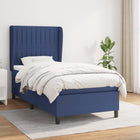 Boxspring Met Matras Stof Blauw 100 x 200 cm Verticale strepen