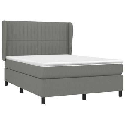 Boxspring Met Matras Stof Donkergrijs 140 x 190 cm Verticale strepen
