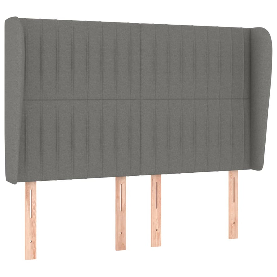 Boxspring Met Matras Stof Donkergrijs 140 x 190 cm Verticale strepen