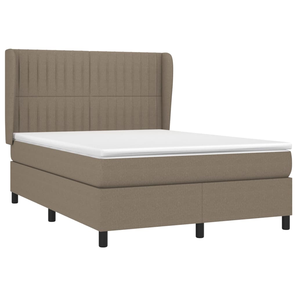 Boxspring Met Matras Stof Taupe 140 x 190 cm Verticale strepen