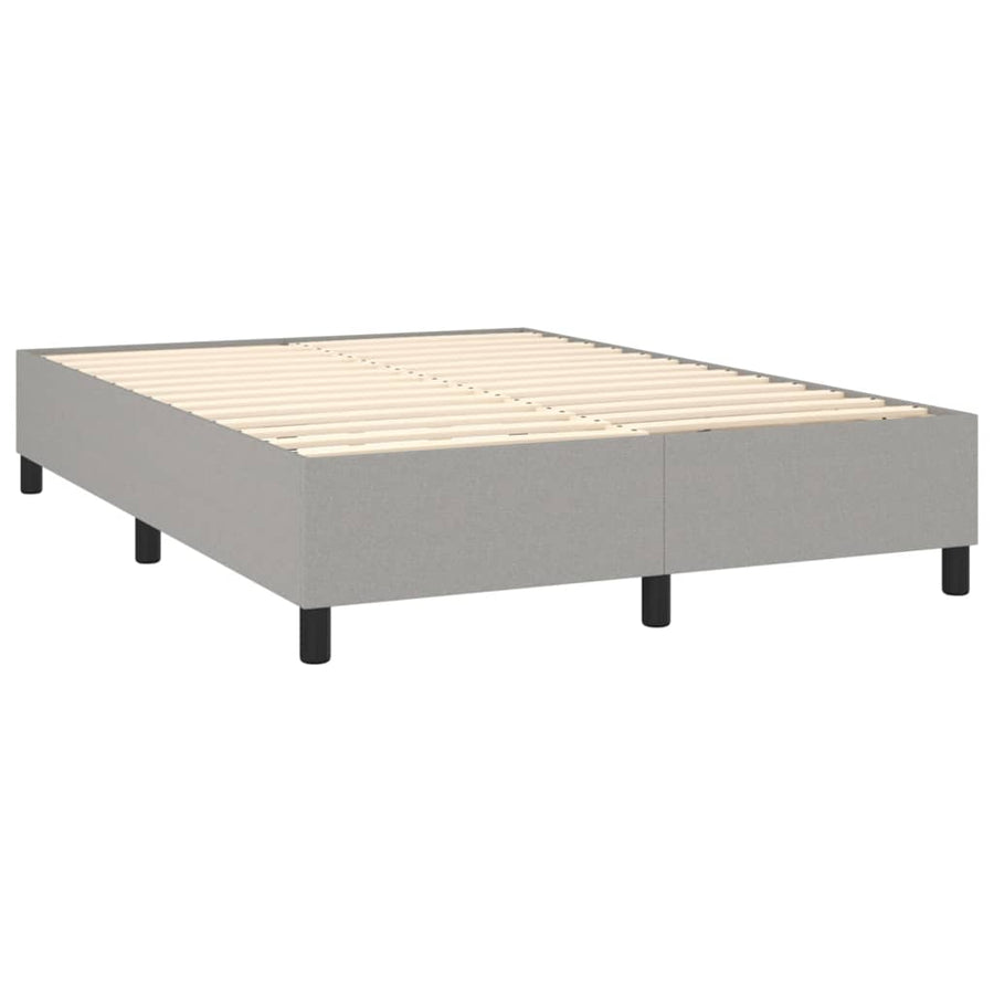 Boxspring Met Matras Stof Lichtgrijs 140 x 200 cm Verticale strepen