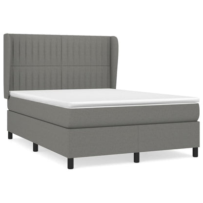 Boxspring Met Matras Stof Donkergrijs 140 x 200 cm Verticale strepen