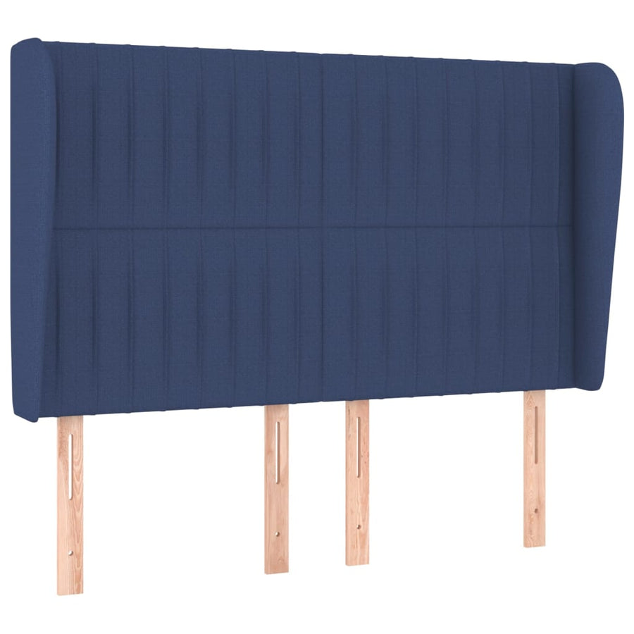 Boxspring Met Matras Stof Blauw 140 x 200 cm Verticale strepen