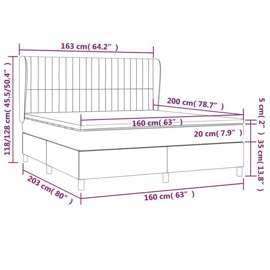 Boxspring Met Matras Stof Donkerbruin 160 x 200 cm Verticale strepen