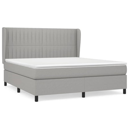 Boxspring Met Matras Stof Lichtgrijs 180 x 200 cm Verticale strepen