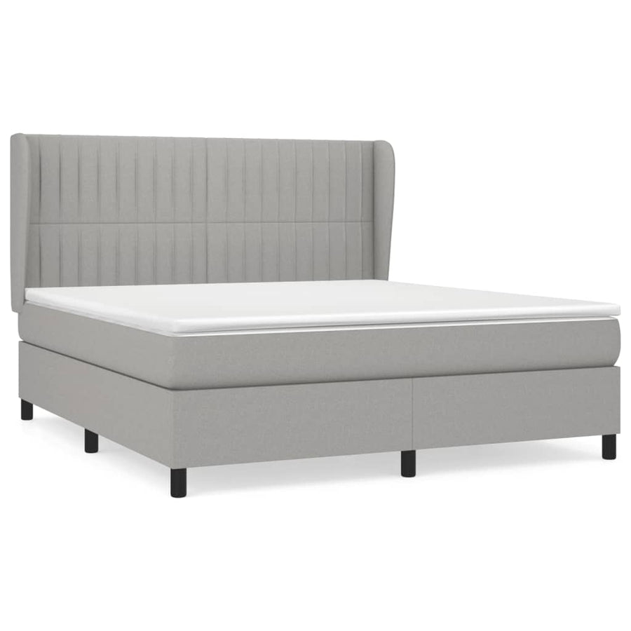 Boxspring Met Matras Stof Lichtgrijs 180 x 200 cm Verticale strepen