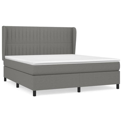 Boxspring Met Matras Stof Donkergrijs 180 x 200 cm Verticale strepen