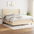 Boxspring Met Matras Stof Crèmekleurig 180X200 Cm 180 x 200 cm Verticale strepen