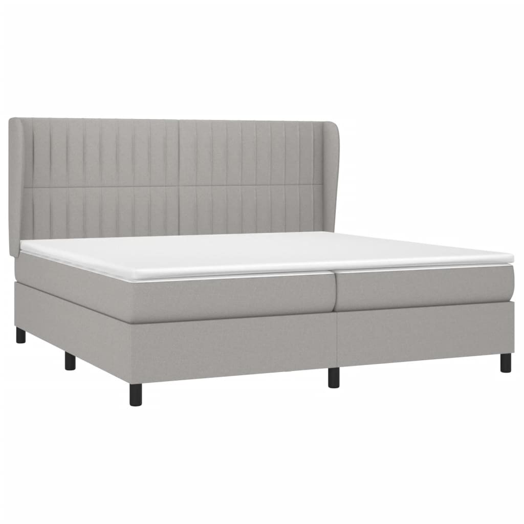 Boxspring Met Matras Stof Lichtgrijs 200 x 200 cm Verticale strepen